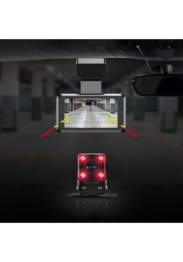 Lemestar Siyah 4" Ips Ekran Araba Kamerası - 1080p Full Hd, Çift Lens, Yıldız Gece Görüşü, Döngü Kaydı, Geri Vites Görüntüsü Dahili Li-pil