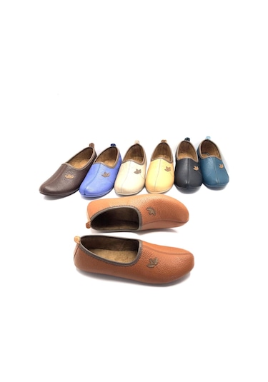 Deritarz Hakiki Deri Hac Umre Tavaf Patiği Ve Ev Ayakkabısı Taba