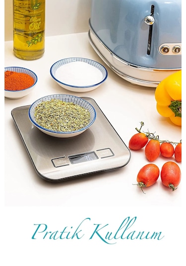 Dijital Hassas Paslanmaz Yüzey Mutfak Tartı 10 Kg/1 Gr Hassasiyet