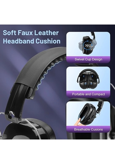 Fochsia Black, 34db Snr Kulaklık Ses Azaltıcı Endüstriyel Ve Müzik İçin Ayarlanabilir Baş Bandı