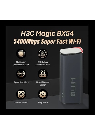 H3c Magic Bx54, Tekli Mesh, 5400mbps, Dual Band, Wifi6, 4port Gigabit Lan, Geniş Kapsama Alanı, Rout