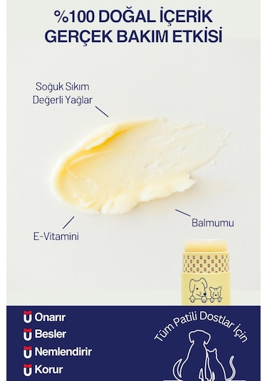 Veturel Kedi Köpek Pati Balm %100 Doğal Nemlendirici Stick Dirsek Burun Koruyucu Onarıcı Bakım - 40gr