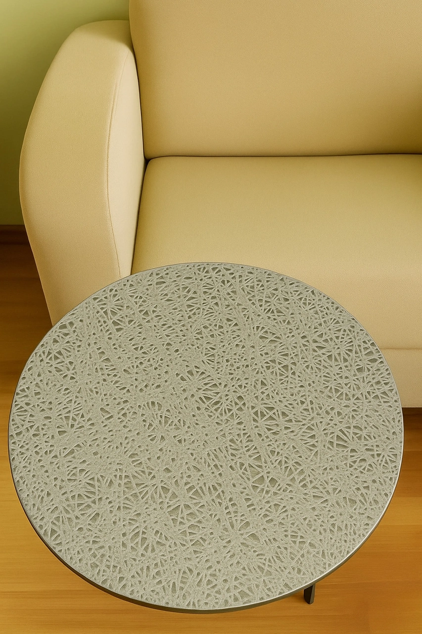 Rona Home Kaliteli Lüks Yuvarlak Pvc Dantelli Orta Sehpa Masa Örtüsü Çeyizlik, Dekoratif Gümüş