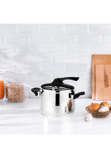 Nehir Silver Trend Paslanmaz Çelik 4 Litre Düdüklü Tencere Gümüş - Siyah