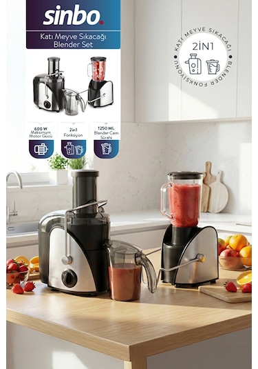 Sinbo SJ-3195 Katı Meyve Sıkacağı Blender Seti