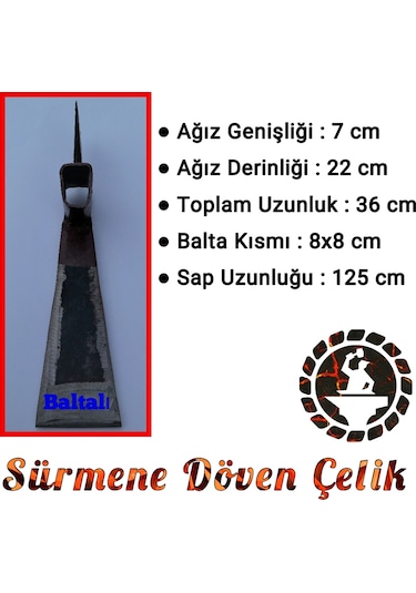 Büyük Boy Saplı Baltalı Çapa - Kazma Sürmene Dövme Makas Çeliği