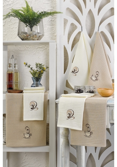 Rebeka Mutfak Havlusu Kurulama Bezi Seti 6'lı Coffee