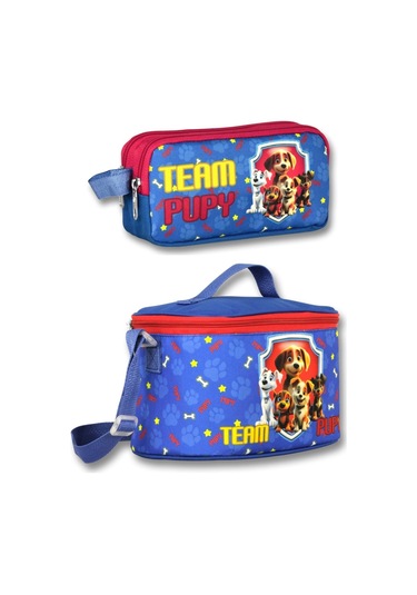 Cennec Team Pupy Erkek Çocuk Mavi-kırmızı Isı Yalıtımlı Beslenme Çantası Ve Kalemlik Seti