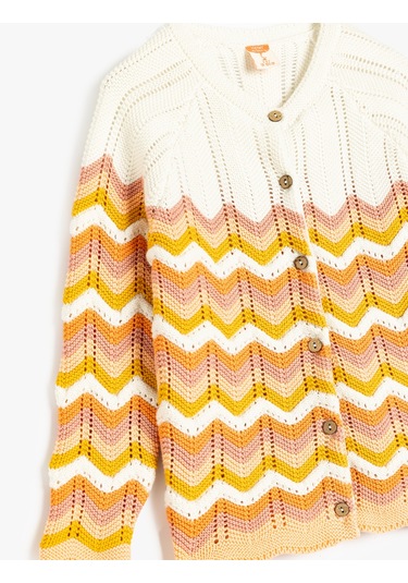 Koton Bisiklet Yaka Uzun Kollu Desenli Triko Hırka Pınk Strıpe 5smg90025at Pembe Çizgili Pembe