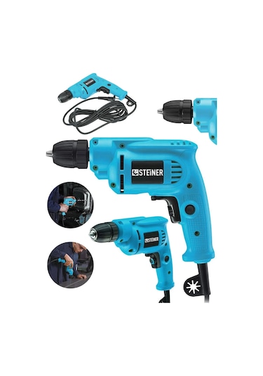 Steiner 1400 Watt 10 Mm Kablolu Darbesiz Vidalama Matkap Mavi