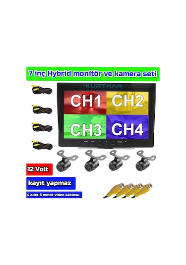 7 İnç Hybrid Monitör Ve 4 Adet Kelebek Kamera Hazır Set