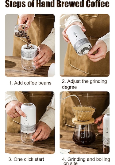 Moveevo Usb Şarjlı Taşınabilir Elektrikli Kahve Değirmeni - Seramik Öğütme Çekirdeği Ve 304 Çelik, 1500mah Pil, Gri Renk Gri Moveevo Usb Şarjlı Taşınabilir Elektrikli Kahve Değirmeni - Seramik Öğütme Çekirdeği Ve 304 Çelik, 1500mah Pil, Gri Renk Gri