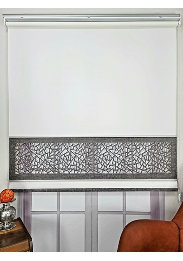 Yeni Nesil Çift Renk Lazer Stor Perde Mat Kalın Kumaşlı Renk Seçenekli Beyaz-gri