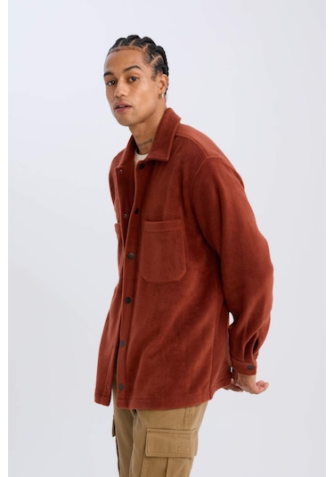 DeFacto Relax Fit Polar Uzun Kollu Gömlek A4782AX24WNBR330 Bordo