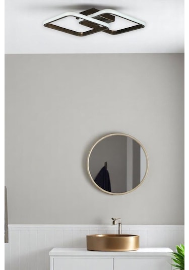 Kira Modern Tasarım Bronz Renk Salon - Mutfak - Hol Beyaz Led 2 Li Avize Bronz