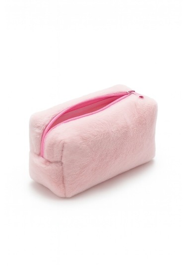Peluş Yumuşacık Makyaj Çantası - Kozmetik Organizeri Pembe