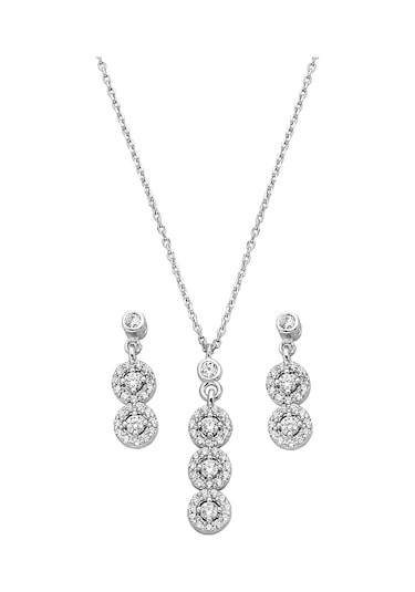 925 Ayar Gümüş Dizi Zirkon Taşlı Set - 67020302 Gümüş