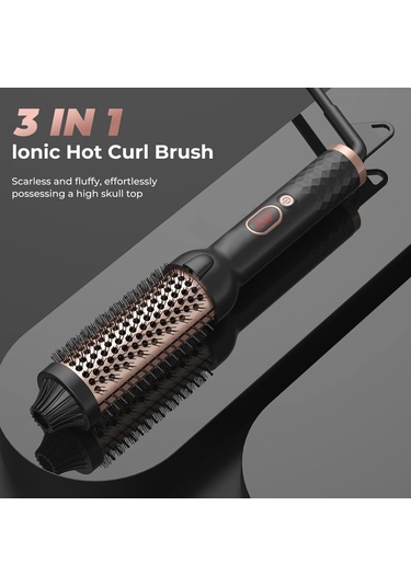 Yifomall Üçlü Fonksiyonlu Taşınabilir Saç Düzleştirici Ve Fırçası, Hızlı Isınma, 120 C-210 C Ayarlanabilir Sıcaklık
