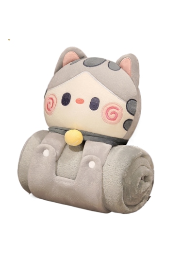 Karikatür Ofis Öğle Yemeği Molası Battaniye-gri