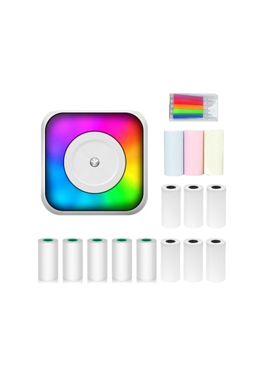 Shineyee Taşınabilir Bluetooth Termal Yazıcı - Renkli Işıklı, Çıkartma Ve Fotoğraf Basabilen Kompakt Cihaz 57mm Kağıt Dahil