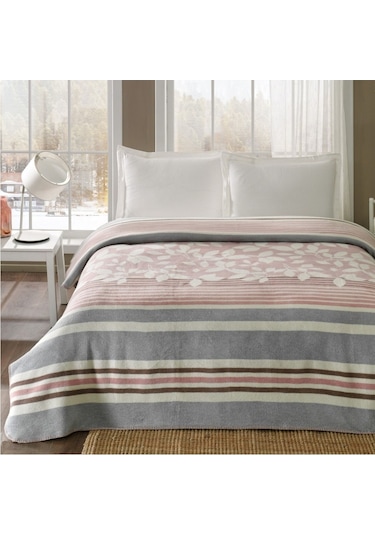 Taç Tına Pamuk Battaniye Çift Kişilik Çok Renkli