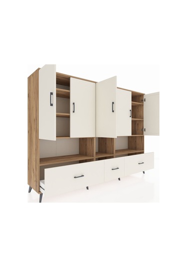 Hyperion Dolap 12 Raflı 3 Çekmeceli 5 Kapaklı 220x44x163 Çam-ayta Çam-aytaşı