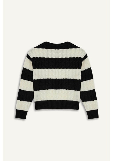 Defacto Siyah Kız Çocuk Kazak F2749a8/bk81 SiYAH