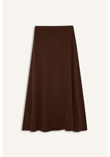 Defacto A Kesim Normal Bel Keten Karışımlı Maxi Etek E6024ax25smbn226 Kahve