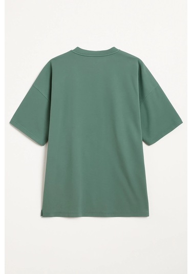 Markapia Kadın Bisiklet Yaka OversizePamuk T-shirt Mint