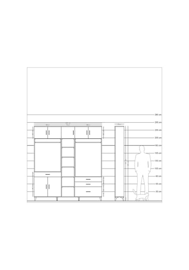 Arges Dolap 11 Raflı 4 Çekmeceli 2 Askılı 220x30x243 Aytaşı-çam/aytaşı Atlas Çam/aytası