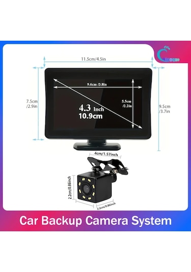 Xuweiwei Chıcoque 1 10.92 Cm 8led Xfk 4.3 İnç Lcd Ekran Ve Arka Kamera Net Gece Görüşü Pickup Suv Sedan Rv İçin Evrensel Geri Görüş Kiti