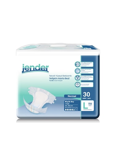 Jender Tekstil Yüzeyli Bel Bantlı Yetişkin Hasta Bezi L 30'Lu 3 Paket 90 Adet