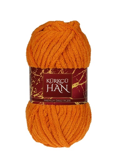 Kürkçü Han Lüks Kadife 100gr 60m El Örgü İpi Turuncu