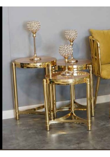 Mim Ceviz - Gold Mersedes Zigon Sehpa Ceviz