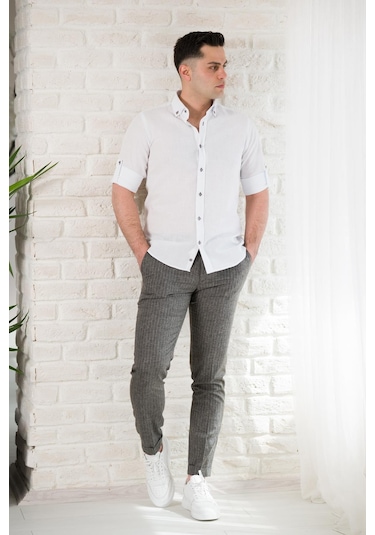 Advante Yaka Düğmeli Dokulu Slimfit Erkek Gömlek 001