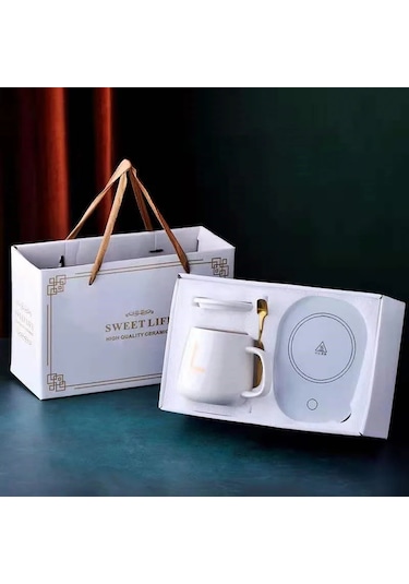 Kahve Kupa Isıtıcı Ped Bardak Isıtıcı Coaster Sabit Sıcaklık Isıtma Usb White Gift Set Usb Beyaz