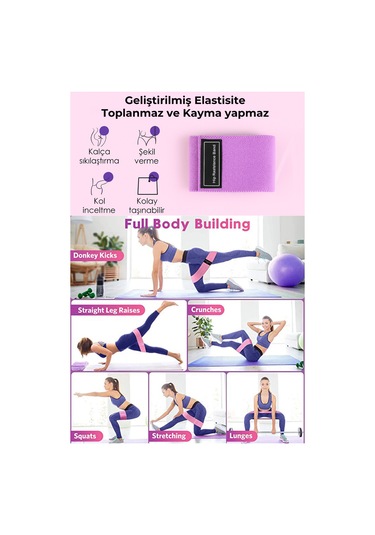 Technojet Direnç Bandı Pilates, Squat Ve Kalça Şekillendirici Egzersiz Lastiği Mor