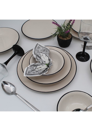 Anka 18 Parça 6 Kişilik Yemek Takımı - Siyah File