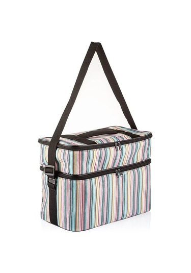 Ns Reliable Kamp Piknik Termal Soğutucu Yalıtımlı Buzluk Termos Çanta - 960 Çizgi Desenli Çok Renkli