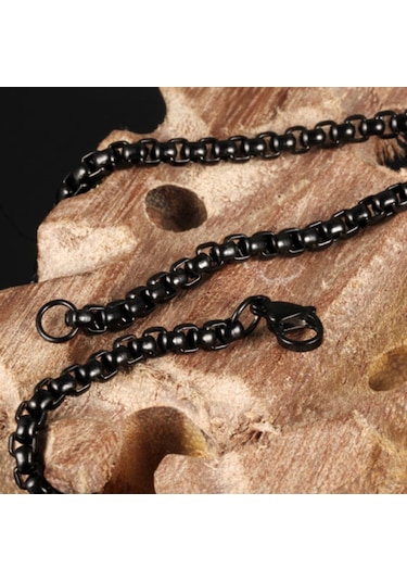Chavin 60 Cm. Uzun Siyah 3 Mm. Erkek Çelik Zincir Dt37 (478258188)