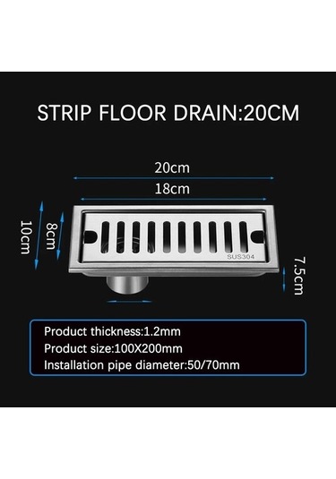 Joyhub Mingjin Shop2 20x10cm Yan Stil Cm Yan Çıkışlı Duş Drenajı Paslanmaz Çelik Banyo Zemin Drenajı Doğrusal Atık Drenajı Mutfak Için 6wxkcf Renkli Çok Renkli