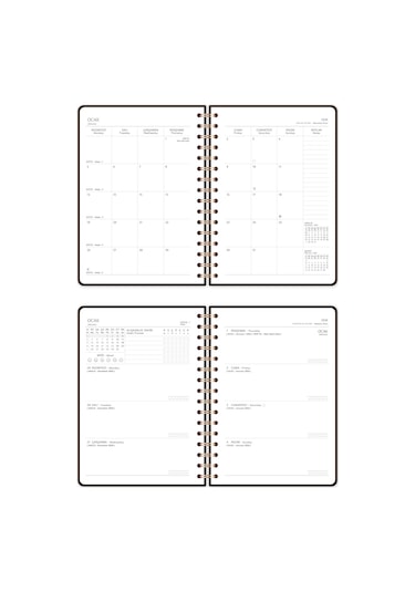 2026 A5 Spiralli Keten Haftalık Ajanda 12 Aylık - Kahverengi Kahverengi
