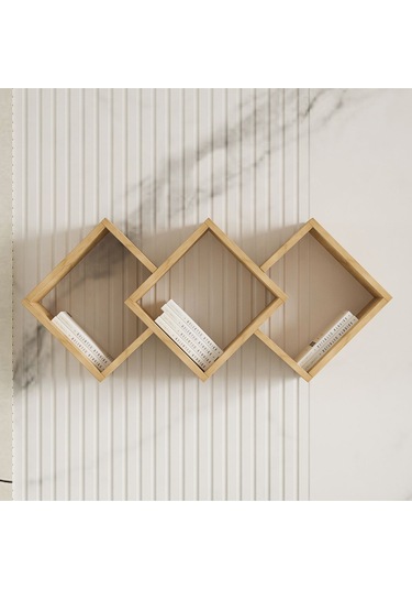 Galaxy Duvar Rafı Ahşap Siyah - Safir Meşe Safir Meşe