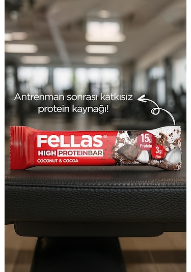 Fellas Yüksek Protein Bar - Hindistan Cevizi 45g x 12 Adet