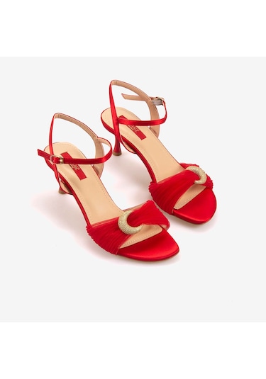 Rouge Kadın 7,5cm Topuklu Sandalet 1168 Red