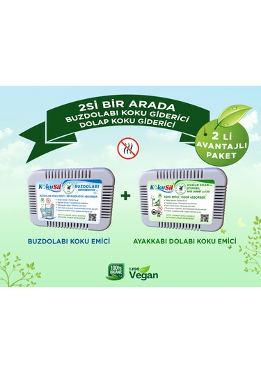 Kokusil Buzdolabı Koku Giderici Ve Ayakkabı Dolabı Koku Giderici 2li Paket