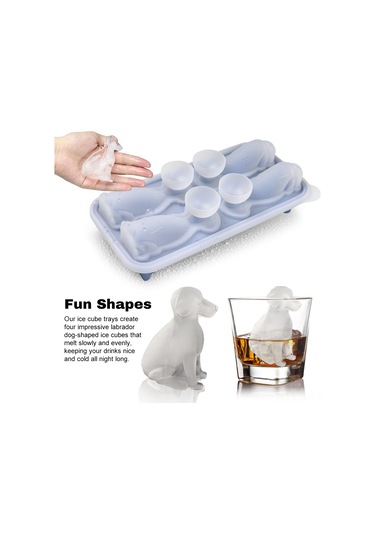 Vkemall 4'lü 3d Labrador Şekilli Silikon Buz Kalıbı - Ev Kullanıma Uygun, Kolay Temizlenir, Çok Amaçlı Buzluk Çok Renkli