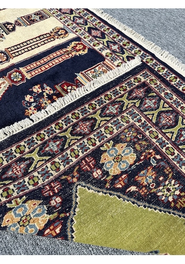 El Dokuma Afgan Halısı Saf Seccade Namazlık 86x152 %100 Yün Halı