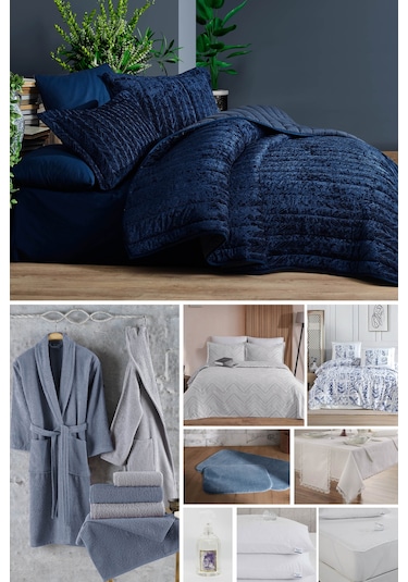 Elart Çeyiz Paketi 48 Parça  Kadife Comfort Royal Lacivert