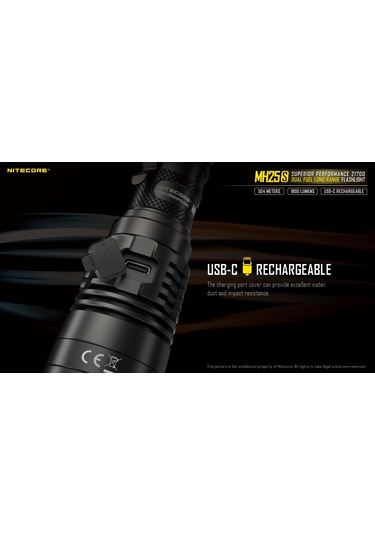 Nitecore Mh25s 1800 Lümen El Feneri ( 1x18650 ) Siyah